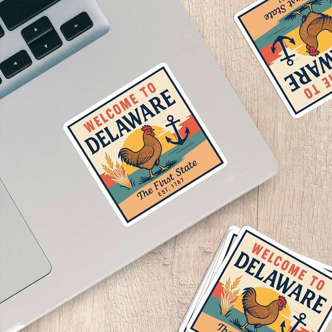Welcome to Delaware Vinyl Sticker - Vintage State Travel Decal - Etsy