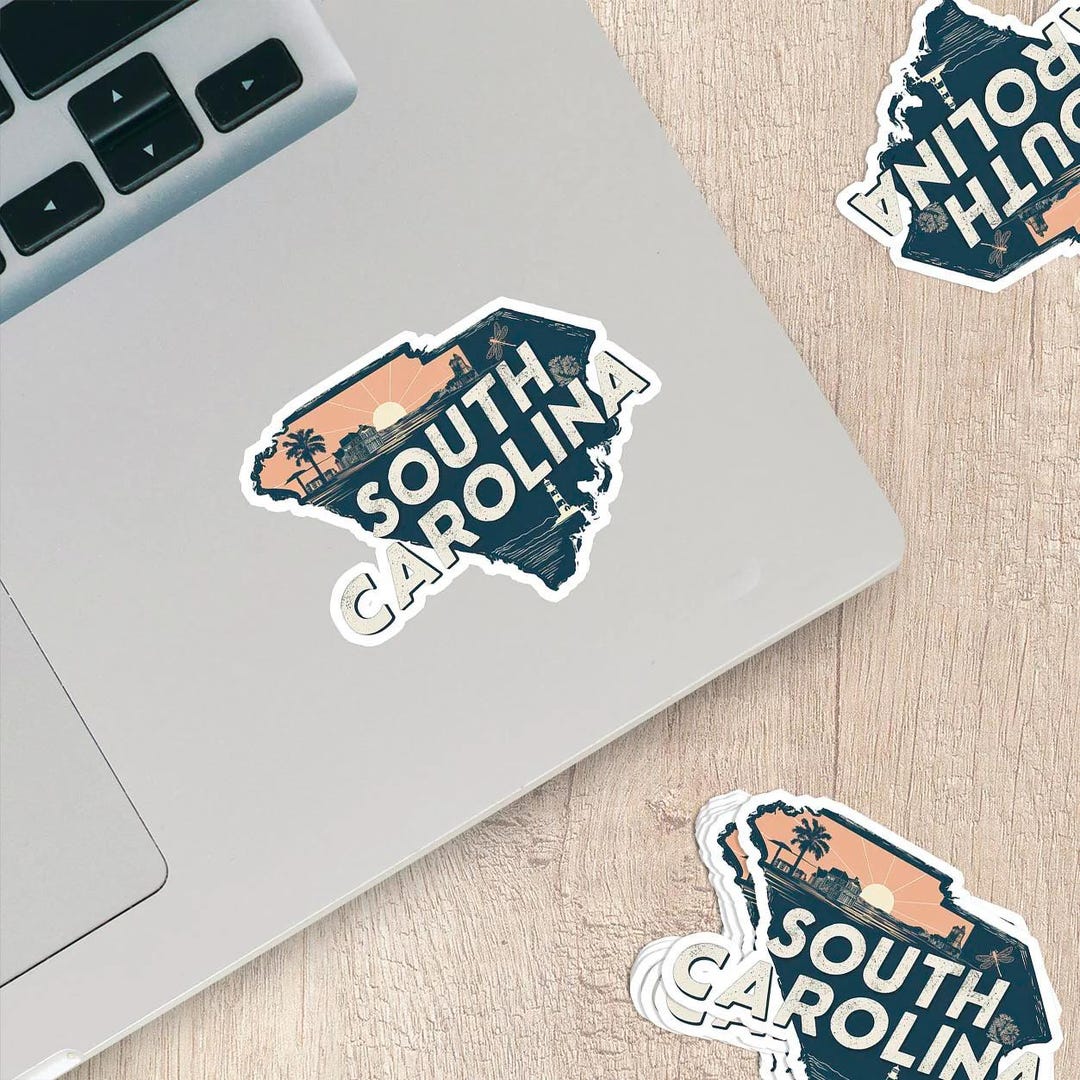Sc Native Sticker Retro Vinyl State Sticker - South Carolina - Etsy