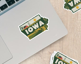 Retro Vinyl State Sticker - Iowa