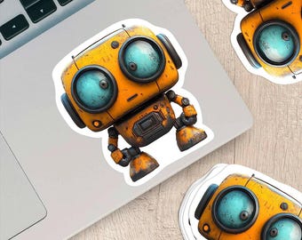 Cartoon Robot Sticker – Weatherproof Vinyl Decal for Laptop, Water Bottle