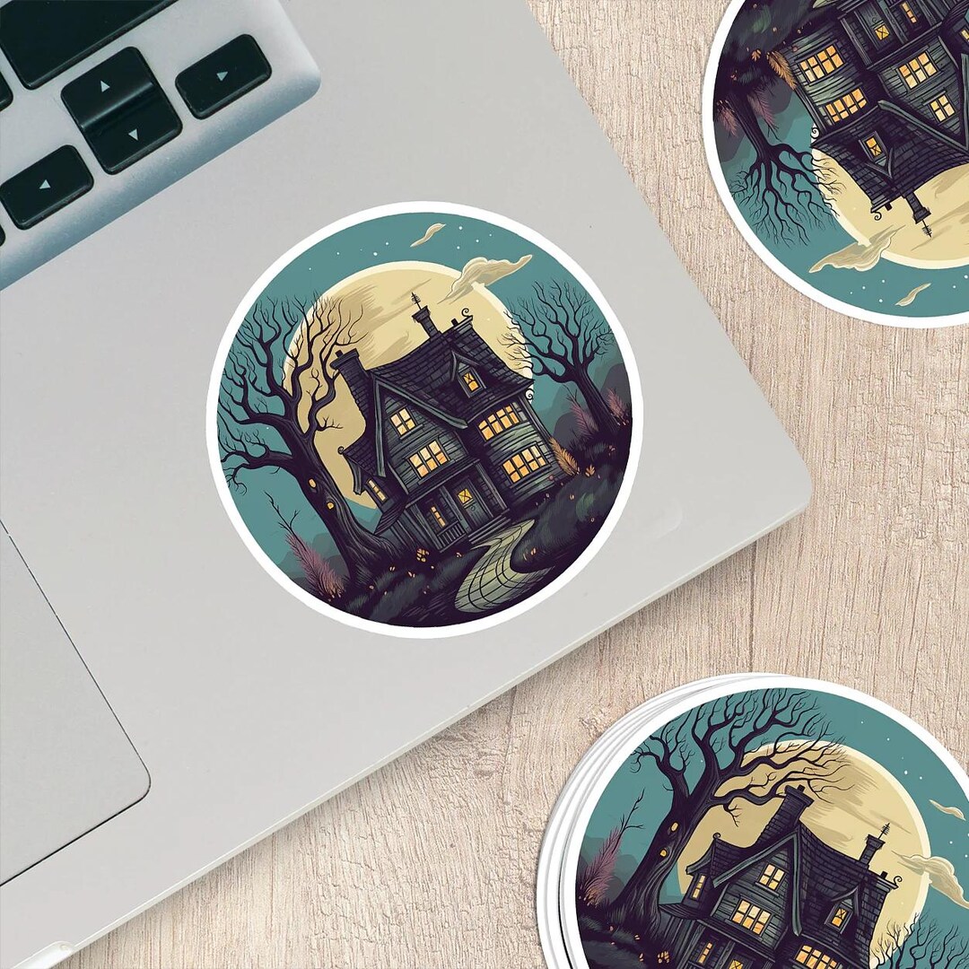 Haunted House Vinyl Sticker - Unveil the Mystery on Your Gear - Etsy