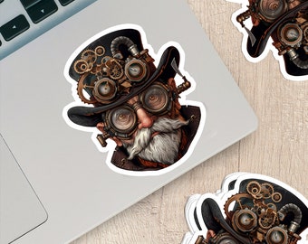 Victorian Steampunk Gentleman Vinyl Sticker - Retro Chic for Your Gear