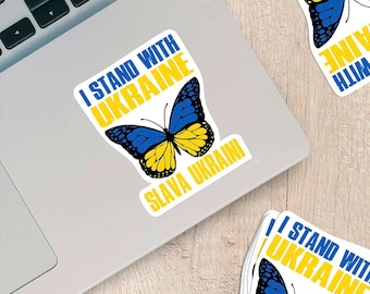 I Stand with Ukraine - Butterfly Vinyl Sticker | Slava Ukraini!