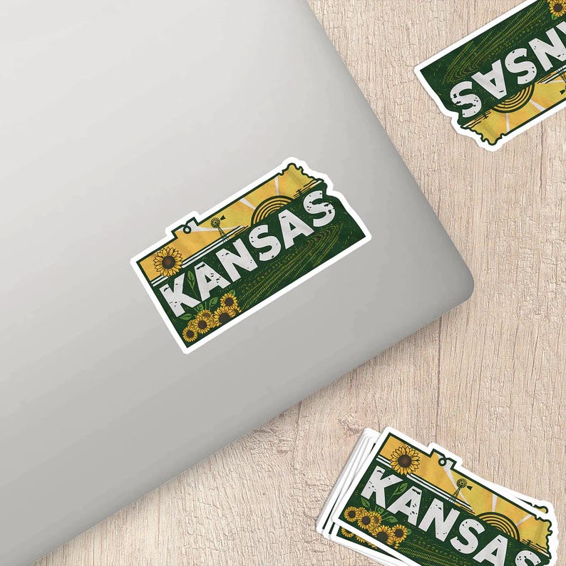 Retro Vinyl State Sticker - Kansas - Etsy