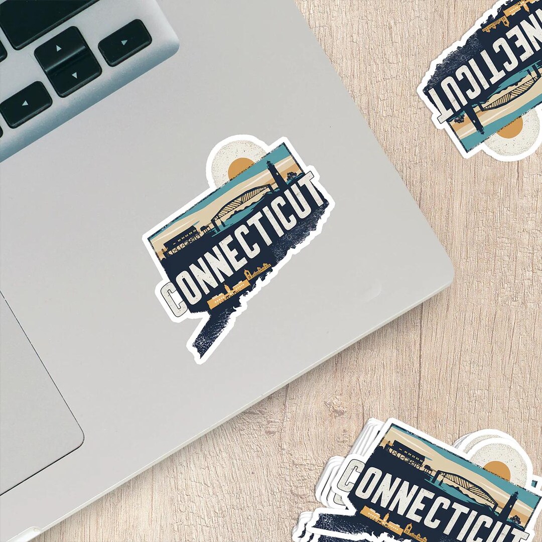 Retro Vinyl State Sticker - Connecticut - Etsy
