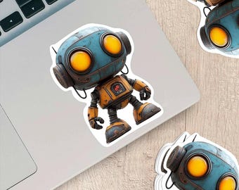 Cartoon Robot Sticker – Weatherproof Vinyl Decal