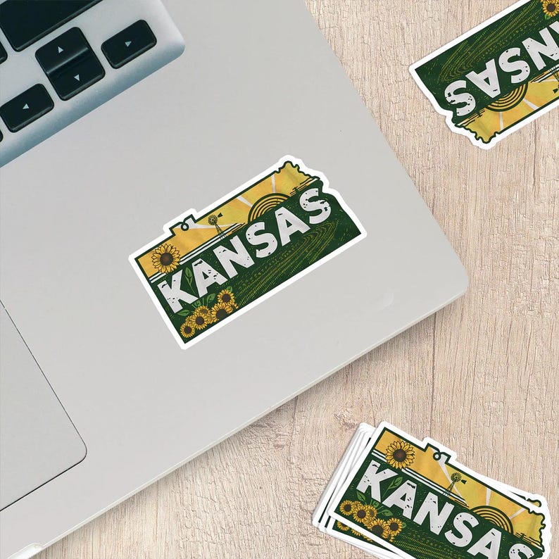 Kansas Stickers Retro Vinyl State Sticker - Kansas - Etsy