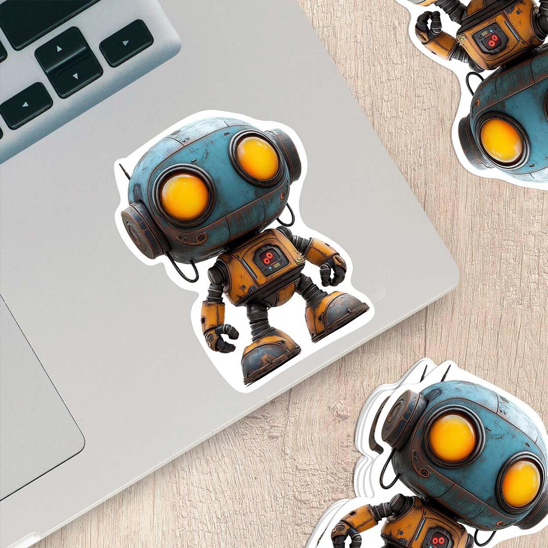 Robot Sticker Cute Cartoon Robot Sticker – Durable Weatherproof Vinyl for All ...