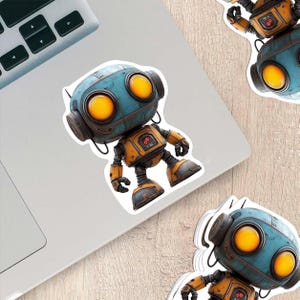 Cute Cartoon Robot Sticker – Durable Weatherproof Vinyl for All Surfaces