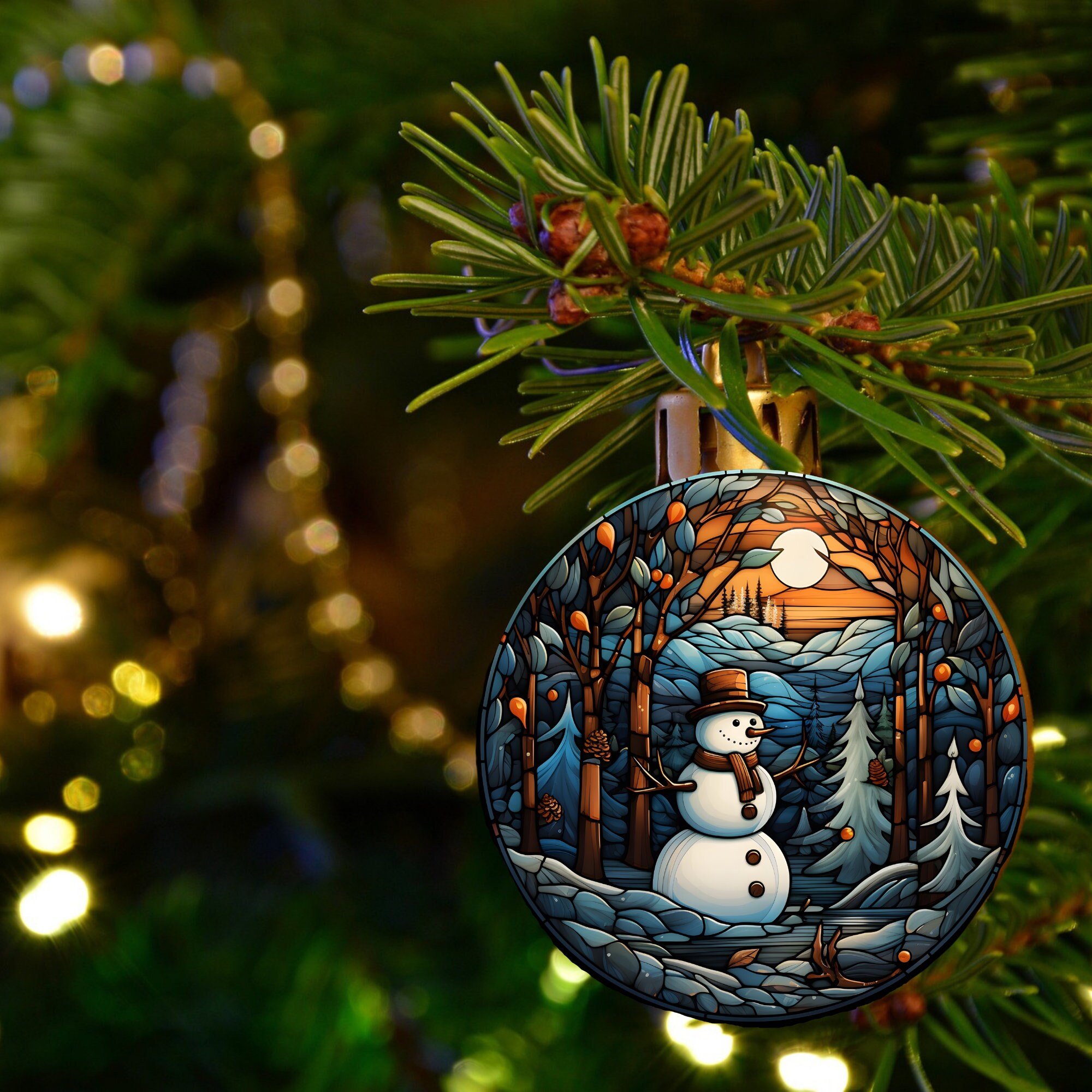 Snowman Stained Glass Ornament Clipart Modern Window Decor for ...
