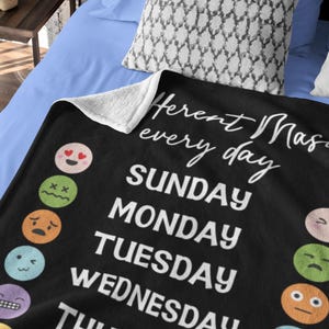 Happy Face Blanket, Custom Name Blanket, Angry Face, Emoji Blanket, Kids Birthday Gift, Personalized Blanket, Funny Blanket, Trendy Blanket