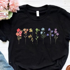 Wildflower Lgbt Pride Month Shirt, Flower Gay Lesbian Shirt, Cute Pride Shirt, Queer Lesbian Girls Shirts