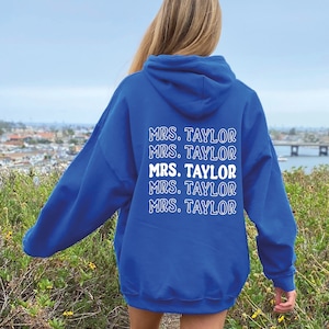 Custom Bride Sweatshirt, Personalized Mrs Hoodie, Bachelorette Party Gift, Trendy Wife Shirt Custom Last Name