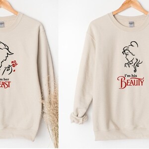 Her Beast - His Beauty Disney Couple Sweatshirt - Matching Disney Hoodie - Beauty and the Beast Couple clothes