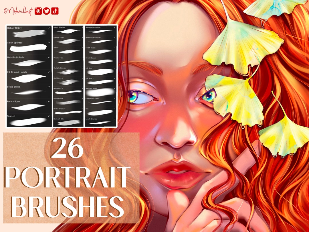 26 Dreamy Portrait Brushes Procreate Digital Brush Set Etsy