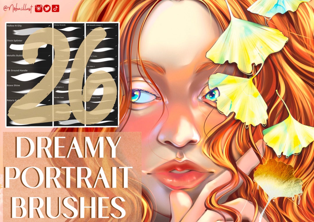 26 Dreamy Portrait Brushes | Procreate Digital Brush Set - Etsy