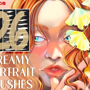 26 Dreamy Portrait Brushes | Procreate Digital Brush Set