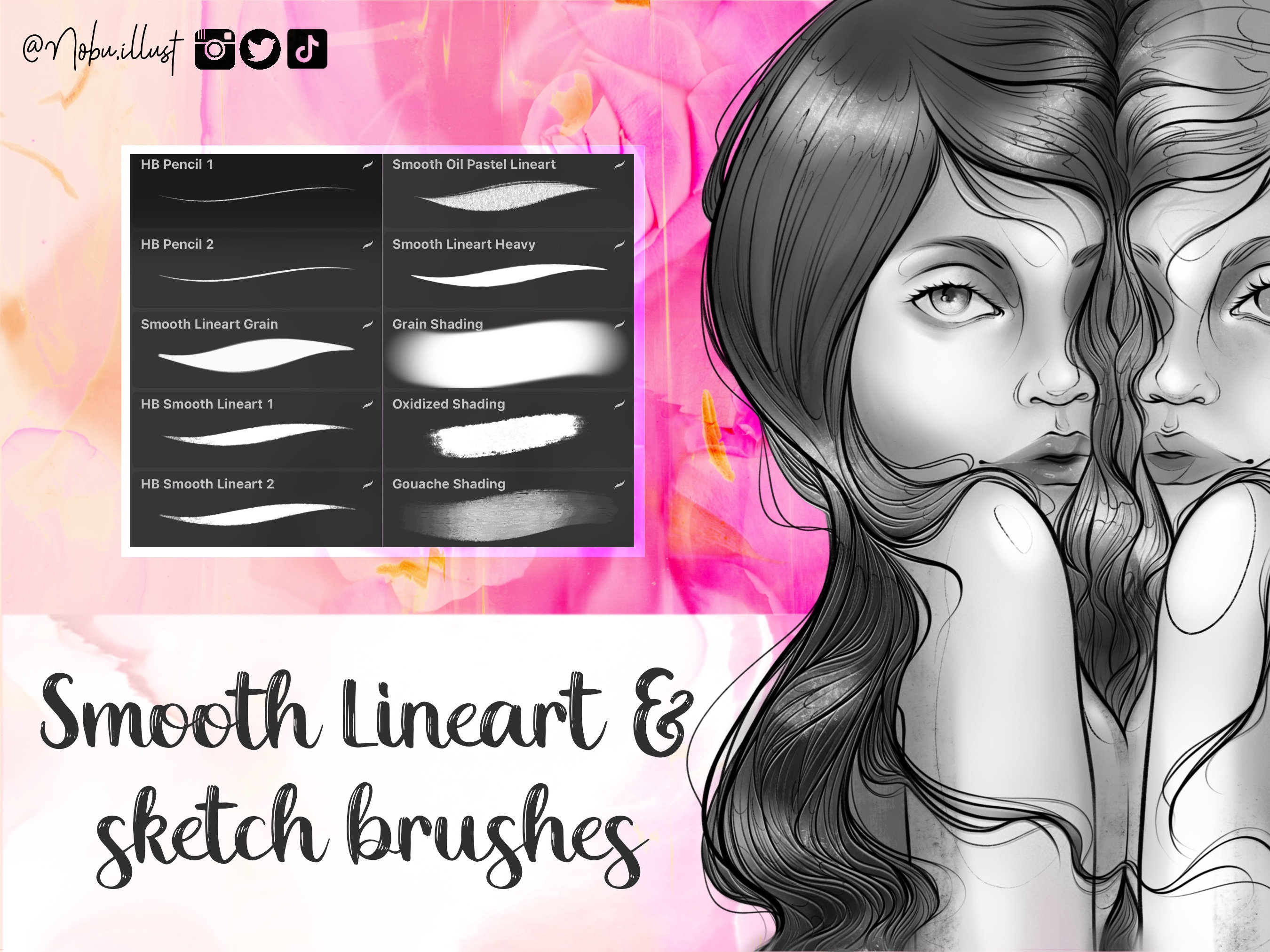 Smooth Lineart & Sketch Basic Brushes | for Procreate | Customized ...