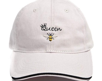 Queen Bee Embroidered Baseball Cap – Gray Adjustable Unisex Hat, Cute Holiday Gift for Her, Bee Lovers & Friends