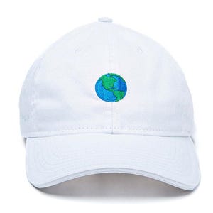 Embroidered Planet Earth Baseball Hat: Recycled rPET, Adjustable, Unisex