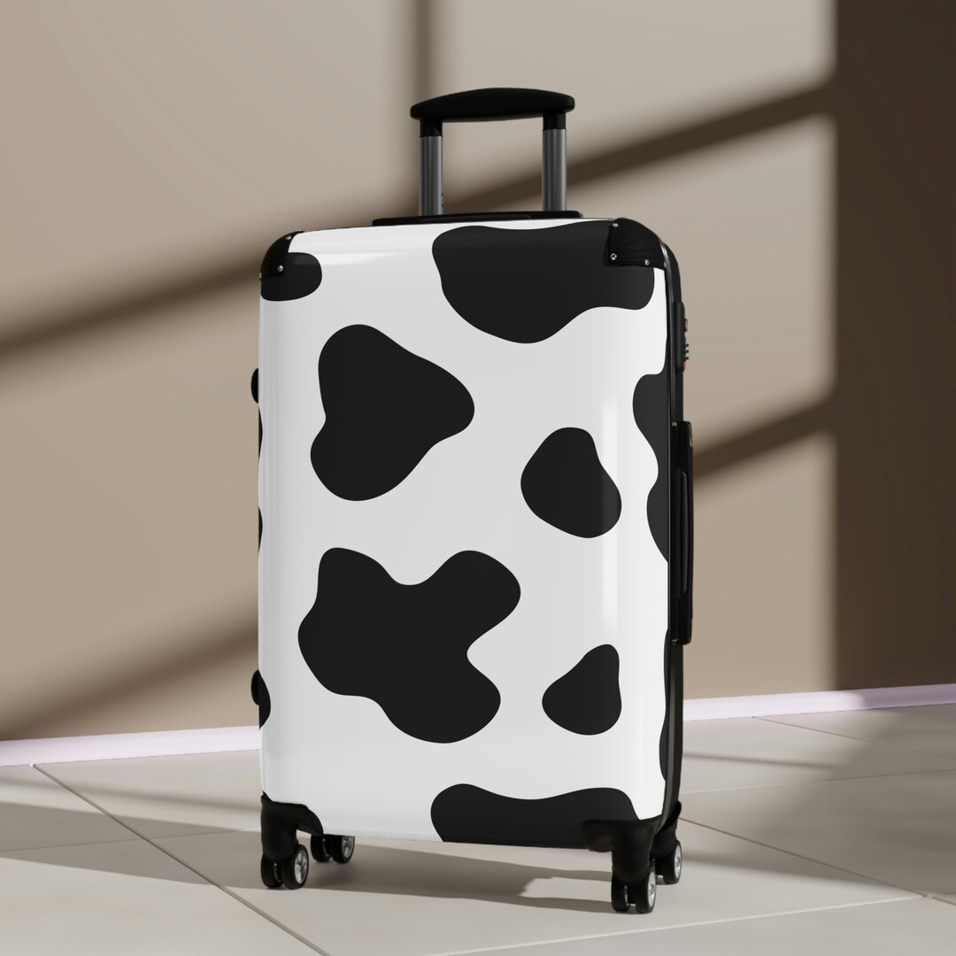 Cow Print Suitcase Black and White Cow Print Luggage - Etsy