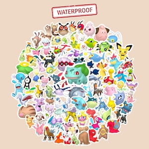 649 pcs mini poke sticker, 001-151 Mini Gen 1 Poke Sticker| Vinyl Decal for Water Bottle, Laptop, Kawaii Gamer Gift, Waterproof
