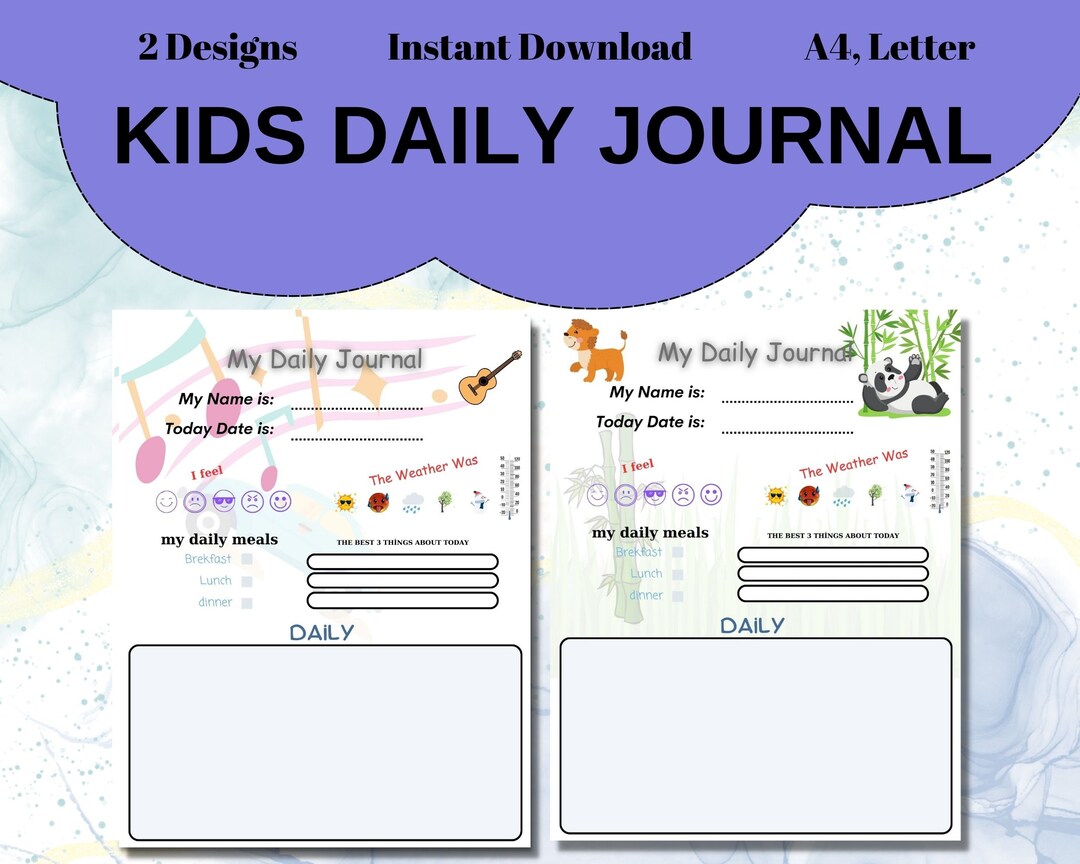 Kids Daily Journal Printable Journal for Kids Diary for Children Kids ...
