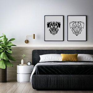 2 Dog Geometric Posters - Minimalist Wall Art Digital Print, pdf, jpeg, png, ai, dxf, svg files