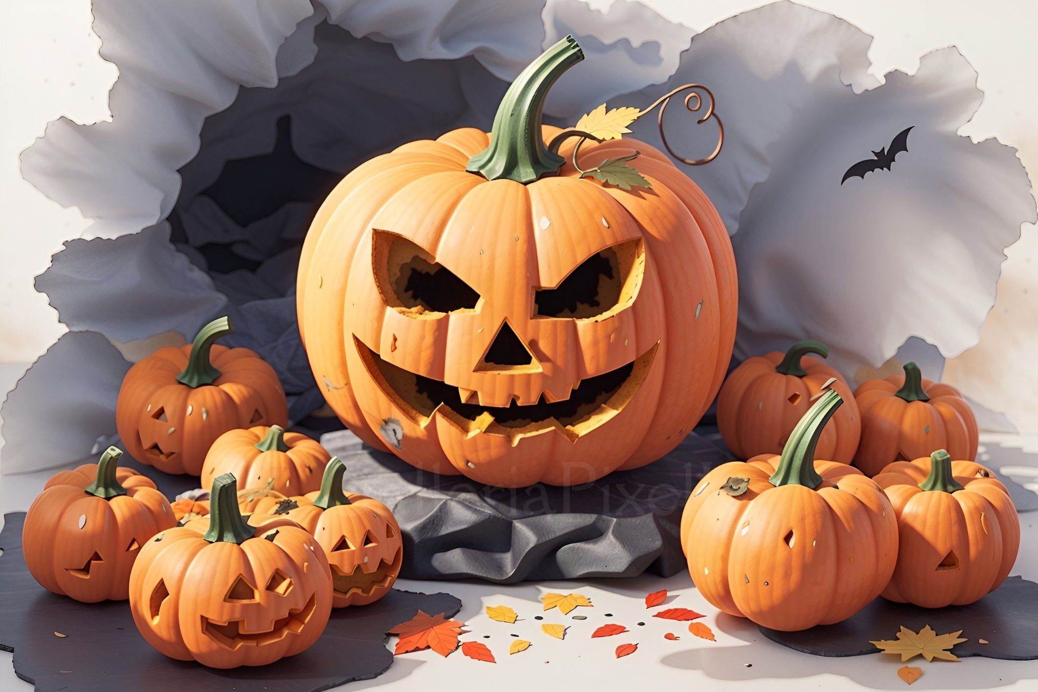 Imágenes Prediseñadas de Calabazas Cuadros de Halloween - Etsy España
