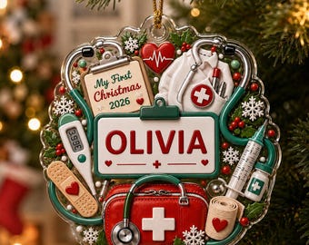 Personalized Future Doctor Ornament, Baby's First Christmas Medical Decor, Custom Name Dream Job Keepsake, Future Nurse Acrylic Bauble