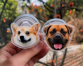 Custom Pet Dog Phone Grip, Custom Pet Photo Magnetic Stand, Personalized Face Holder, MagSafe Compatible Accessory