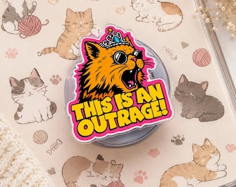 This Is An Out Rage! Funny Grumpy Cat Donut MagSafe Phone Grip Stand, Meme Magnetic Phone Holder for iPhone & Kindle