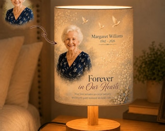 Personalized Memorial Photo Lamp, In Loving Memory Gift, Custom Sympathy Night Light, Bereavement Gift, Remembrance Keepsake Wood Base