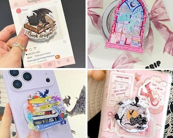 Book Dragon Aesthetic Magsafe Phone Grip - Magnetic Kickstand for Phone, Cute Aesthetic Holder