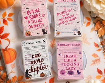 Halloween Book Lover Magnetic Phone Grip, Vintage Reader Card Acrylic Phone Holder, Reader Gift, Fall Bookish Phone Stand