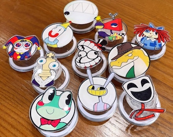 Colorful Circus Character Phone Grip Set, Cute Cartoon Acrylic Phone Holder & Kickstand, Carnival Fan Gift
