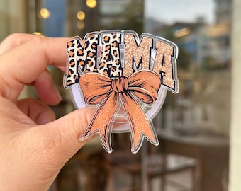 Mama Bow Magsafe Phone Grip - Leopard Print Magnetic Holder & Kickstand - Mom Gift Accessory