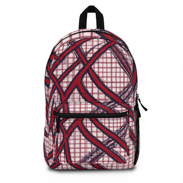 Red Web Backpack with Laptop Compartment, School Bag, Travel Bag, Gift for Him, Gift for Her