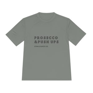 Women&#39;s Prosecco and Push Up Moisture Wicking Tee, Workout Shirt, Fitness Top, Gym Apparel, Activewear