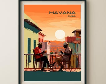 Havana Cuba Serene Sunset Travel Poster & Wall Art Poster Print
