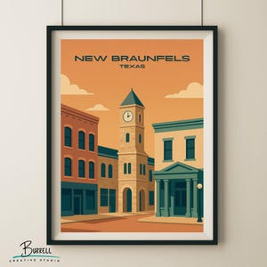 New Braunfels Texas Historic District Travel Poster & Wall Art Poster Print