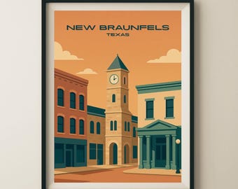 New Braunfels Texas Historic District Travel Poster & Wall Art Poster Print
