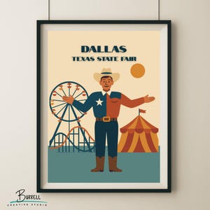 Dallas Texas State Fair Attractions Travel Poster & Wall Art Poster Print
