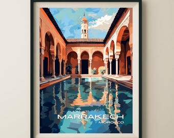 Marrakech Morocco Architecture Travel Poster & Wall Art Poster Print