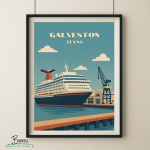 Galveston Texas Cruise Port Travel Poster & Wall Art Poster Print