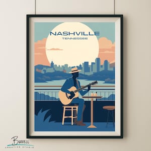 Nashville Tennessee Country Music Performer Travel Poster & Wall Art Poster Print