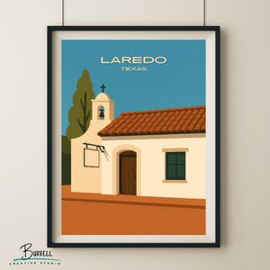 Laredo Texas Old Town Feel Travel Poster & Wall Art Poster Print