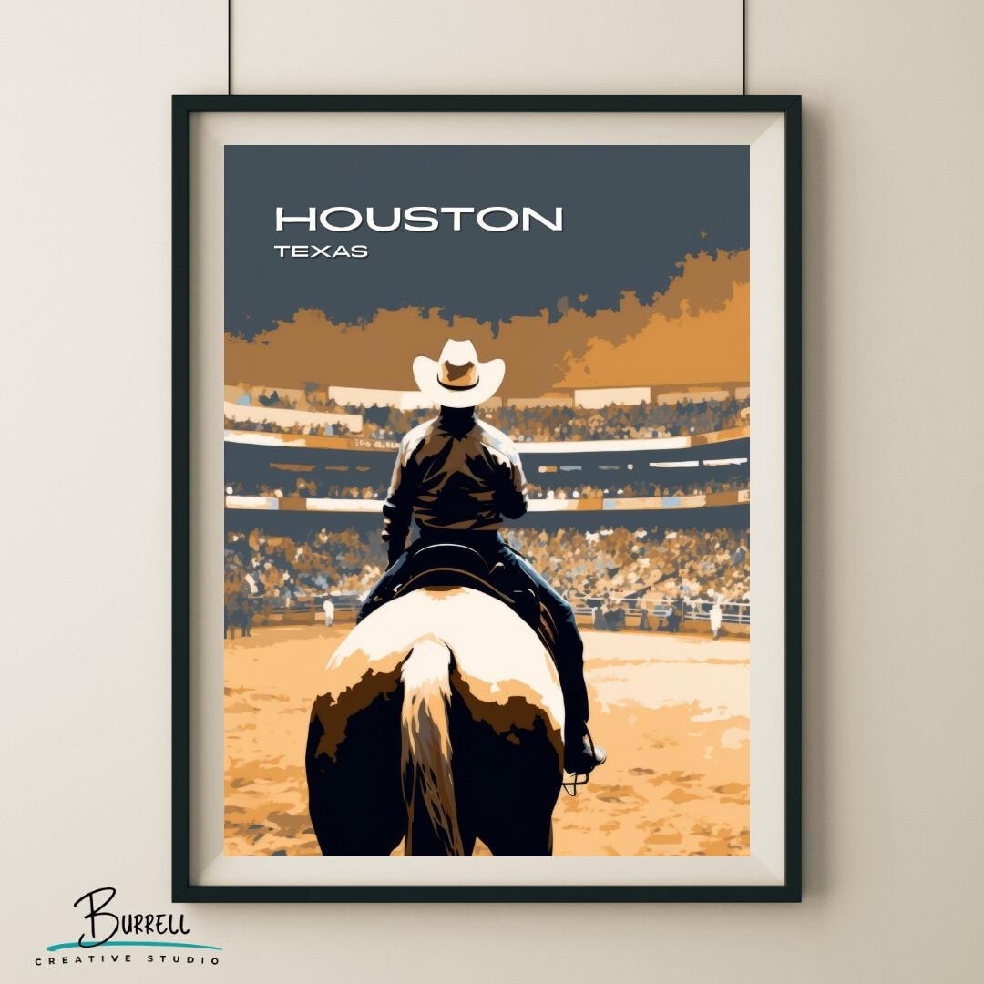 Houston Rodeo Print Houston Texas Livestock and Rodeo Show Travel Poster & Wall Art Poster ...