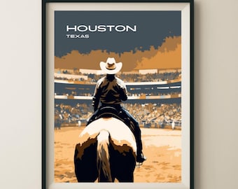 Houston Texas Livestock and Rodeo Show Travel Poster & Wall Art Poster Print