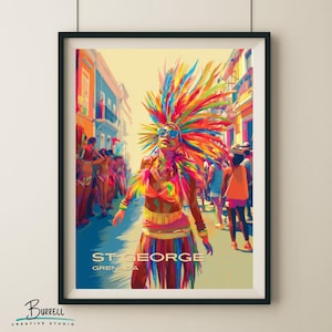 St George Grenada Karneval Reiseplakat & Wandkunst Posterdruck